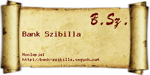 Bank Szibilla névjegykártya